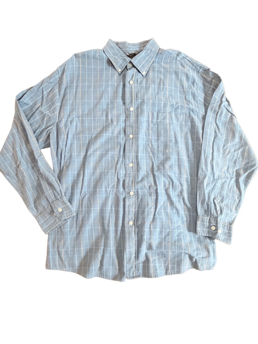 Express Light Blue Windowpane Button-Down Men's Shirt XL coastal 100% cotton